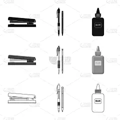 设备用品,符号,办公大楼,商务,圆珠笔,塑胶,瓶子,品牌名称,蜘蛛网,绘制