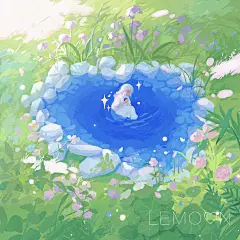 心之湖_柠檬漫游的插画作品_涂鸦王国_原创插画平台
