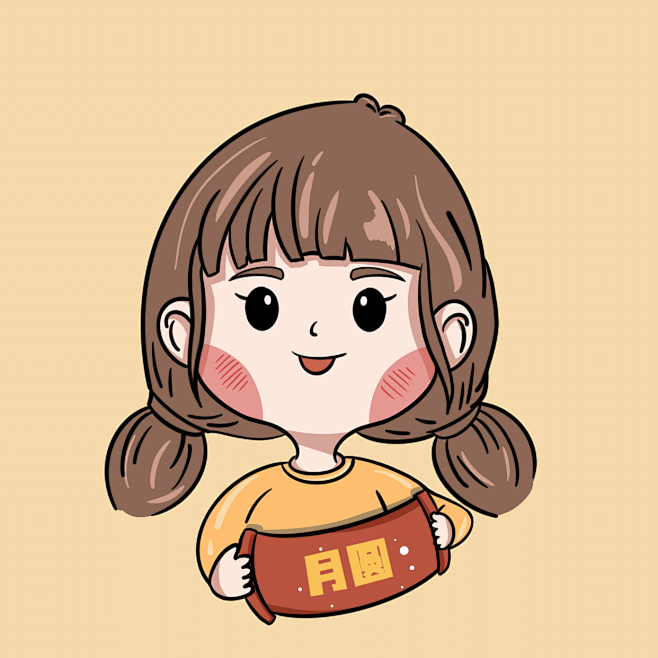 手绘可爱中秋节情侣头像