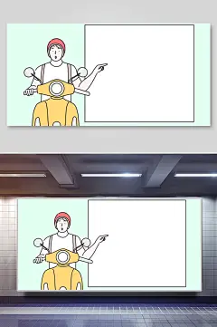 人物骑电动车插画素材-众图网
