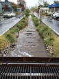 21st Street, Paso Robles, CA by SvR Design Company / Storm water winds between rail baffles designed to evoke the region’s railroad history, slow the water flowing through the system, and allow for deposition and removal of sediment. Click image for full 