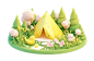 growthdesign030741_Cute_yellow_camping_tent_on_green_grass_pink_74df610d-f4f7-4332-a3ab-28c5a51052b1_pixian_ai