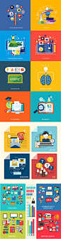 Business, Education – Flat Design - Vector : Business, Education – Vector Flat DesignThis is a set of Flat Style Designs concepts for Business services and Education. Teamwork, consulting, planning, brainstorming and presentation concepts Design and Marke