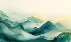 AI绘画、绿色、丝带、健康、青春、环保、抽象山水、生态、气候、中国风、气候变化、生态文明、美丽中国