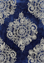 "Cream Floral Moroccan Pattern on Deep Indigo Ink" - art by Micklyn, via society6: 