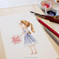 甜美风手绘少女~~  
ins：starfolio ​​​​