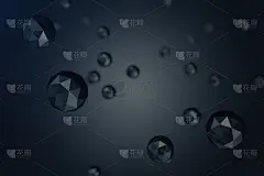 低多边形球体的3D插图抽象背景与散焦效果。多边形球体在黑色的背景空间。未来的背景为您的设计。