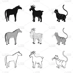 分离着色,厨房,一个物体,图标,可爱的,农业,纯种犬,食品,山羊