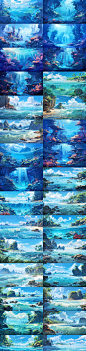 AI海洋场景插画素材 大海礁石图集 影视游戏场景概念设计背景参考-淘宝网