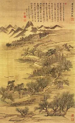 王翚《杏花春雨江南》图片_经典国画作品欣赏-清_正信艺术网
