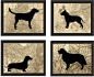 Modern Dog Art,  Silhouette Prints, Vintage Map Background, Pitbull, Dachshund, Golden Retriever, Labrador
