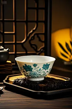 中国风青花瓷陶瓷餐具碗瓷碗产品摄影图