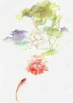 唯美水彩色手绘古风插画花卉建筑美化装饰透明设计PS 透明 元素 免抠png 设计图片 免费下载 页面网页 平面电商 创意素材