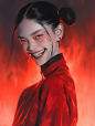 yokooouno_Young_Chinese_woman_in_red_dress_showing_teeth_in_evi_f0eaa554-ed41-44a7-a976-2815bb6f512b