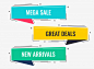 Memphis style flat sale and discount banner design Free Vector