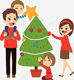 装饰圣诞树的一家人 温暖 温馨 爸爸 融洽 血缘 装饰 元素 免抠png 设计图片 免费下载 页面网页 平面电商 创意素材