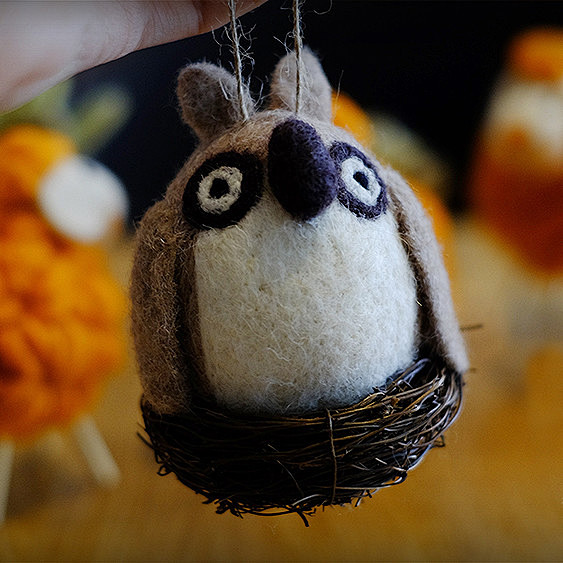 纯手工羊毛毡猫头鹰