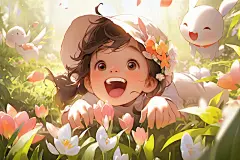 夏令营春游假期孩童郊游插画图片