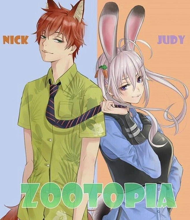 zootopia 疯狂动物城～ 狐兔cp 狐尼克＆兔朱迪 兔子 狐狸-花瓣网