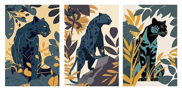 豹子动物插画矢量图设计素材
