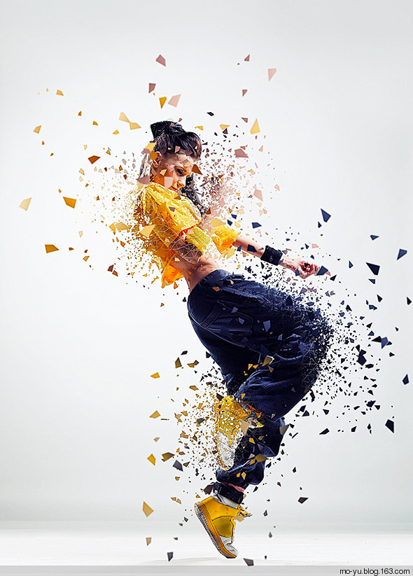 超酷震撼人物破碎艺术效果ps动作junming陌鱼社区