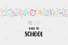 回到学校的概念。带有手绘涂鸦的卡片。向量