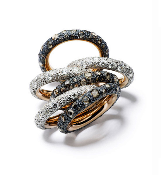 pomellato宝曼兰朵tango系列戒指白玫瑰金和银镶嵌明亮琢型钻石rmb