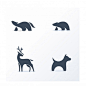 Black and white animals logo set Premium Vector