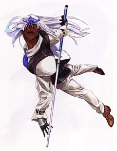 旋转的长发男子手绘彩稿画
