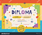 Cute Diploma template for kids.Vector illustration. _幼儿园物料_T2020529 #率叶插件，让花瓣网更好用_http://ly.jiuxihuan.net/?yqr=11156528#