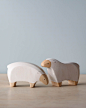 Handmade Wooden Sheep Set