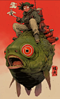 a japanese comic with an image of a fish in the water, in the style of keith carter, light green and dark bronze, neo-dada, clever use of negative space, thechamba, q hayashida, enigmatic characters