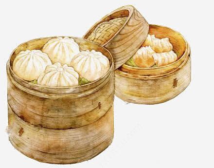 手绘包子高清素材 包子 手绘早餐 蒸笼 ...