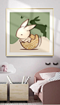 可爱手绘莫兰迪动物复活节兔子小清新萌宠装饰画