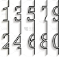 一组有长阴影的数字