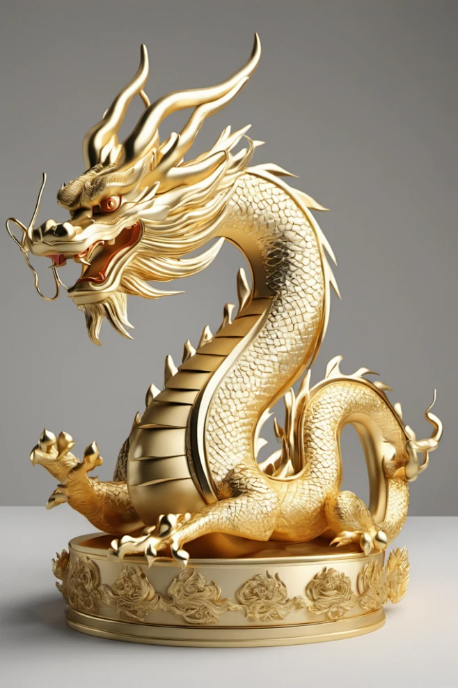 黄金材质辰龙福气金属黄金龙模型图片-花瓣网
