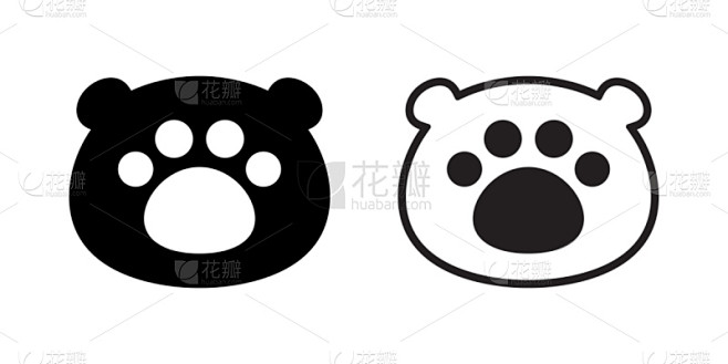 脚印,泰迪熊,北极熊,熊,动物头,绘画插...