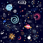 矢量图 eps 满身图案 太空 星星 清新风 唯美 四方连续-国际鞋子设计在线