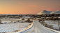 General 3840x2160 outdoors road landscape orange sky cold winter ice snow