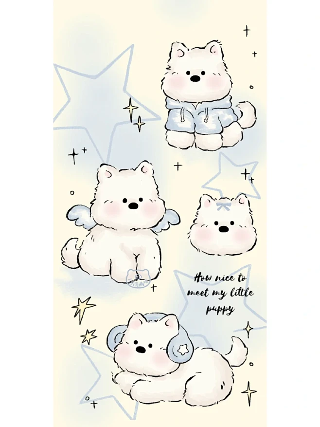 原创壁纸｜奶呼呼ins风星星西高地壁纸 ...