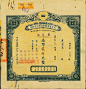 民国廿六年（1937年）民生实业股份有限公司股票     民国廿六年（1937年）民生实业股份有限公司股票，贰拾股计法币贰仟元，票上由董事长郑东琴（重庆工商业巨子）、常务董事宋子文（财政部长）、胡筠庄（著名银行买办世家，曾任德华银行买办）、周孝怀（川省著名遗老）、魏文翰（海商法专家，民生公司协理）等署名，而承购股东则为民国政要关吉玉先生；该公司乃近代中国最大的私营航运企业之一，由著名实业家卢作孚所创办，也是目前股票上市的民生轮船股份有限公司之前身，历史意义厚重；源于关吉玉先生之遗存，诚属中国老股票之珍罕名