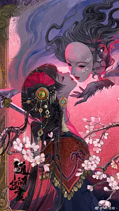 清晨帘幕卷轻霜，呵手试梅妆。都缘自有离恨，故画作远山长。
思往事，惜流芳，易成伤。拟歌先敛，欲笑还颦，最断人肠。
                                                --插画作者：随随 ​​​