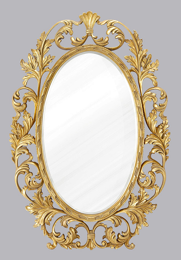 欧式金色树脂椭圆装饰镜 浴室镜