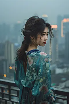 遥望远方趣味女孩背影
