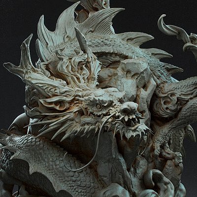 中国龙雕像（ZBrush2018beta...