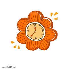 卡通手绘家具太阳闹钟
