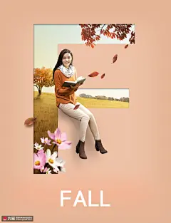 秋季风景阅读美女波斯秋菊人物海报 海报招贴 人物海报_3107655139