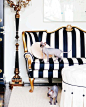 f a r i d a™ k m black white stripe French gold sofa settee: 