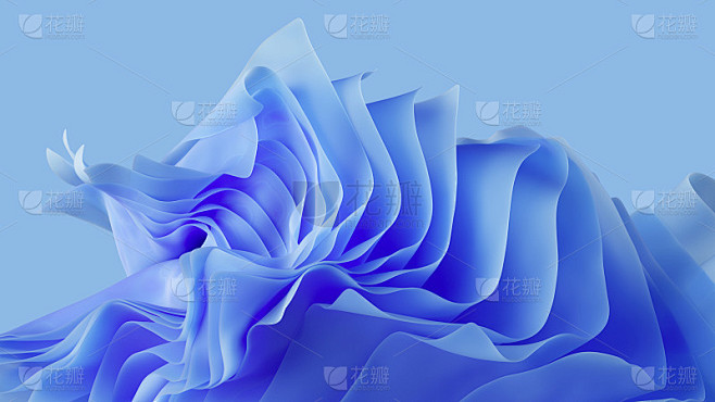 3d渲染，抽象的蓝色背景与折叠和层，时尚...