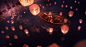 Anime 4680x2532 lanterns sky lanterns original characters